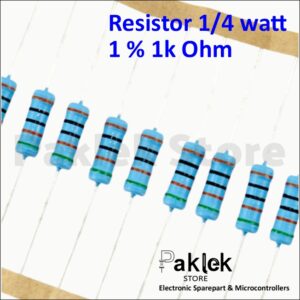 Resistor 1000 Ohm 1/4 Watt 1% – Res 1KΩ Presisi 0.25W Metal Film | Paklek Store
