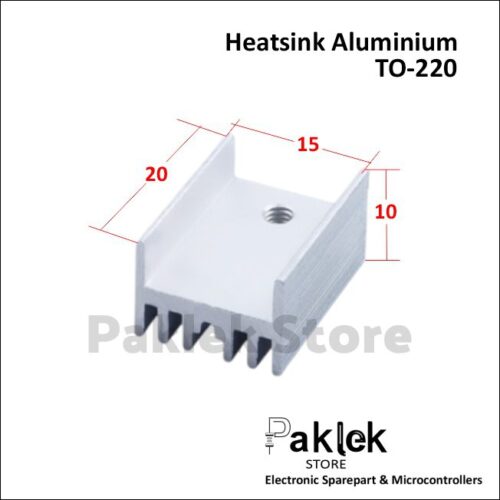 Heatsink Aluminium TO-220 20x15x10mm | Pendingin Transistor, MOSFET, IC Regulator LM2596, 7805, IRF540, IRF7850 | Paklek Store