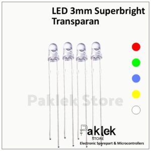 LED 3mm Superbright Transparan Merah Hijau Kuning Putih Biru – Ultra Bright DIP | Paklek Store
