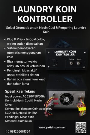 Laundry Koin Kontroller – Pengendali Otomatis Mesin Cuci & Pengering | Sistem Pembayaran Koin Laundry Otomatis - Gambar 6
